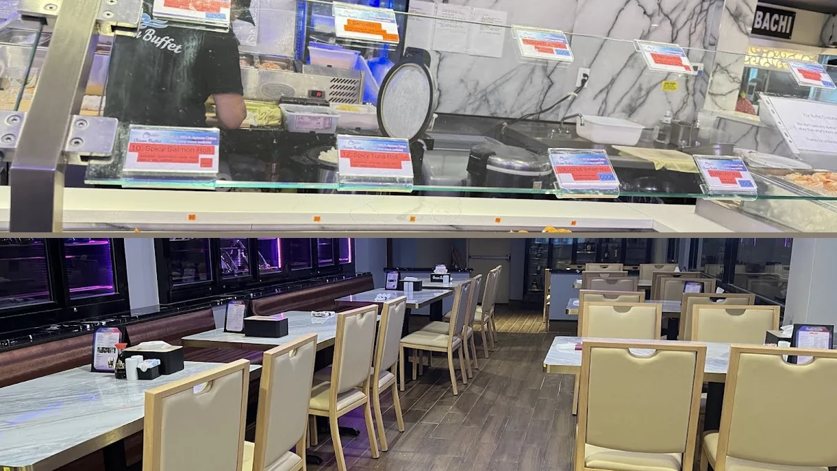 Casual restaurant seating near the dining area.